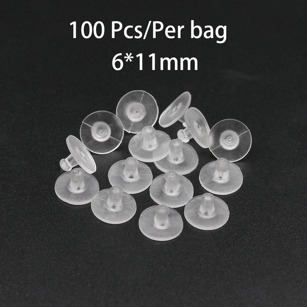 100Pcs/Lot Gold Post Nuts Silicon Stud Earring Back Blocked Ear Plugging for Earrings Stoppers Jewelry Making Accessories