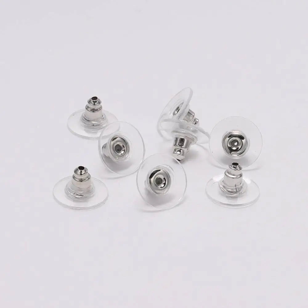 100Pcs/Lot Gold Post Nuts Silicon Stud Earring Back Blocked Ear Plugging for Earrings Stoppers Jewelry Making Accessories