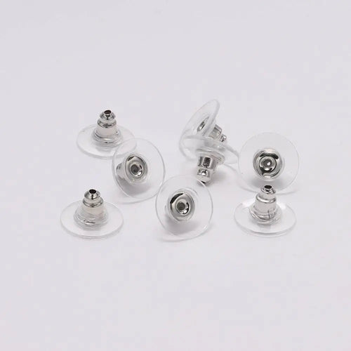 100Pcs/Lot Gold Post Nuts Silicon Stud Earring Back Blocked Ear Plugging for Earrings Stoppers Jewelry Making Accessories