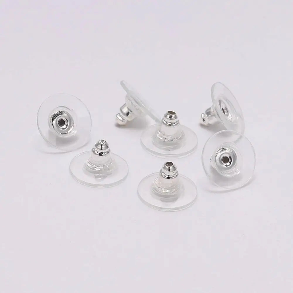 100Pcs/Lot Gold Post Nuts Silicon Stud Earring Back Blocked Ear Plugging for Earrings Stoppers Jewelry Making Accessories